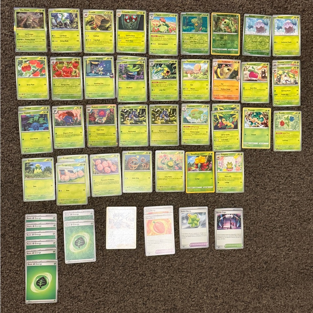 🌿 Pokémon TCG Grass Deck Builder Lot | 50+ Cards | Trainers + Energy, Wo-Chien 🌿